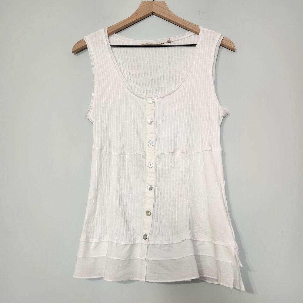 Soft Surroundings Button Front Cotton Tank Top White Y2K Feminine, S